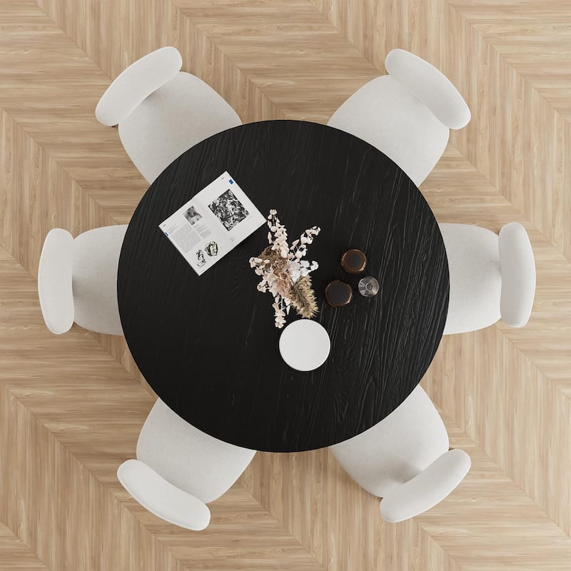 Wooakway Solid Wood 60'' Round Dining Table for 6 People Nordic style - 60*30