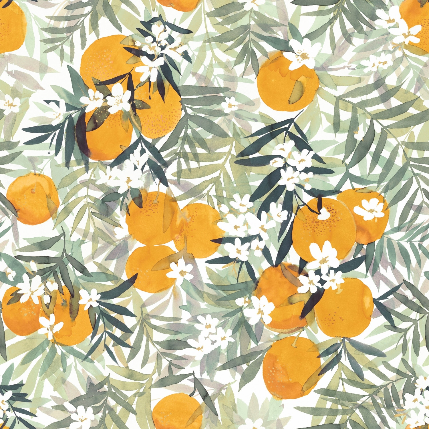 RoomMates Orange & Yellow & Green Orange Blossom Peel and Stick Wallpaper