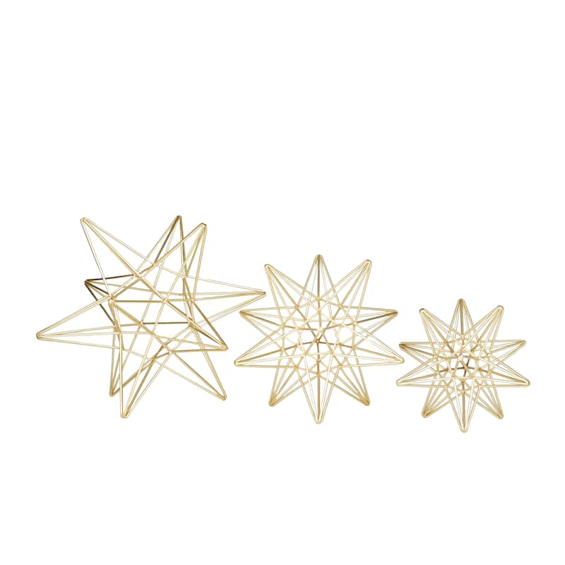 Metal Star Sculpture - Set of 3 Gold - CosmoLiving by Cosmopolitan - Gold