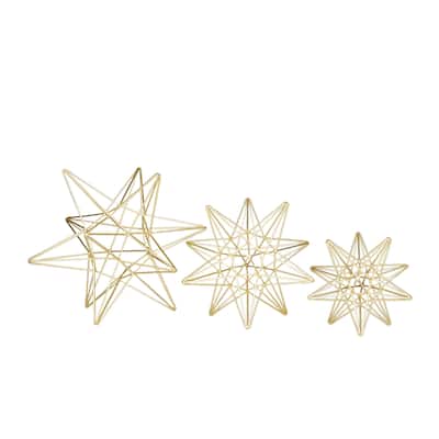 Metal Star Sculpture - Set of 3 Gold - CosmoLiving by Cosmopolitan