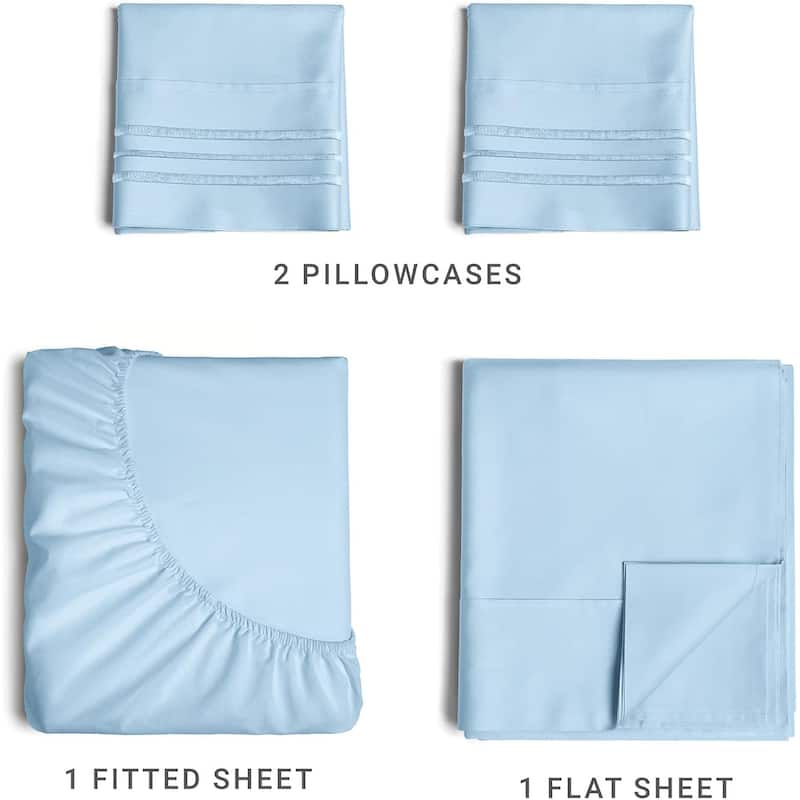 CGK Linens Brushed Microfiber Soft Wrinkle free 4 Piece Bed Sheet Set