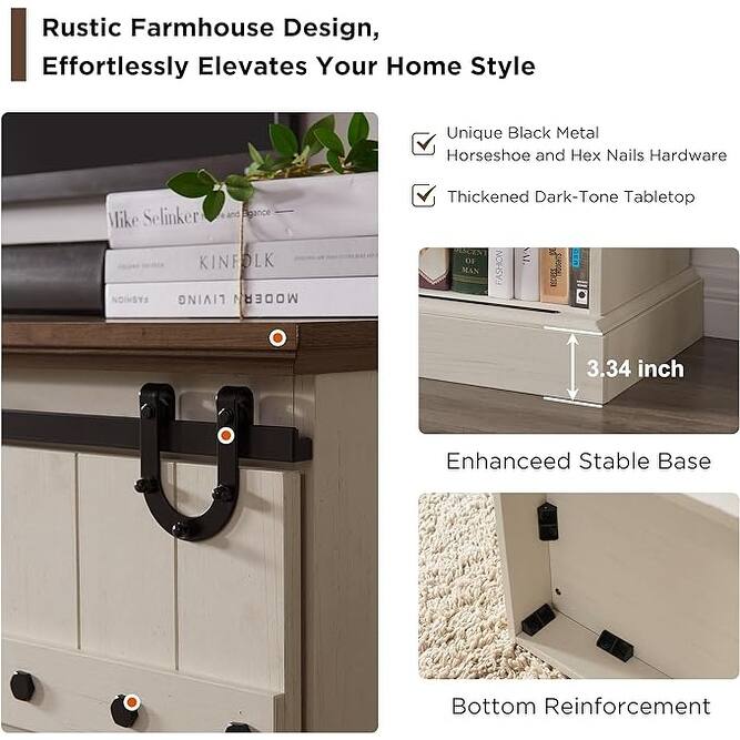 75" Farmhouse TV Stand, Media Console Table, Entertainment Center