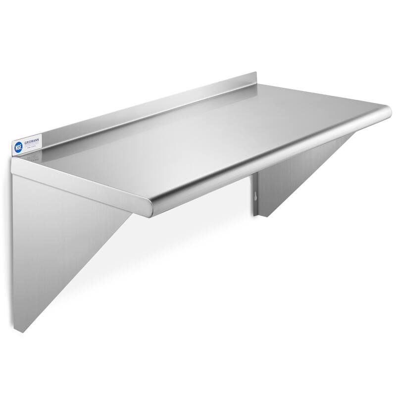 24 x 12in NSF Stainless Steel WallMount Shelf - 12" x 24" - 12" x 24"