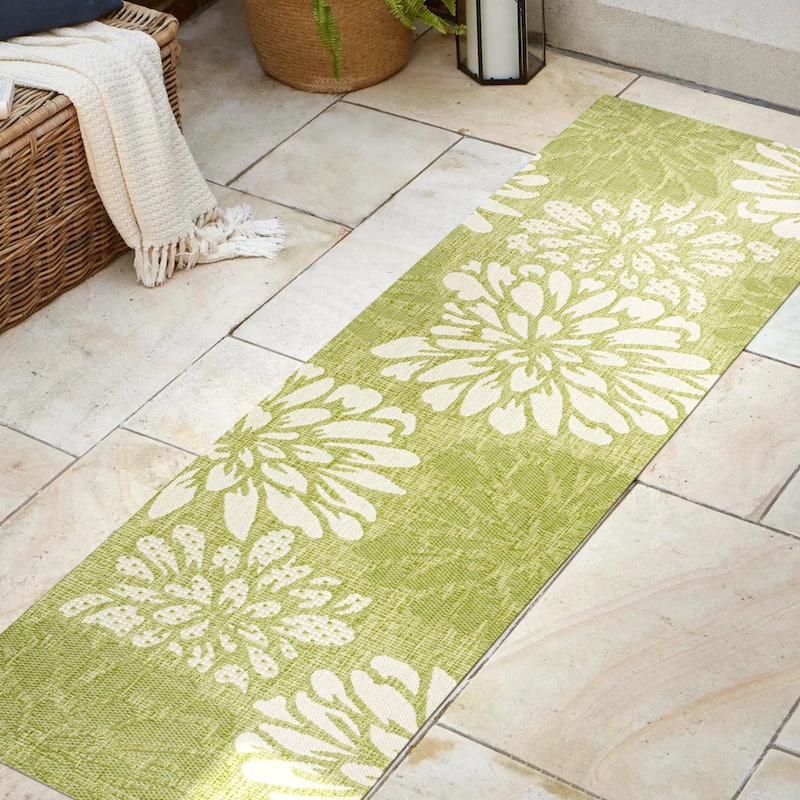 JONATHAN Y Floral Textured Weave Indoor/Outdoor Area Rug