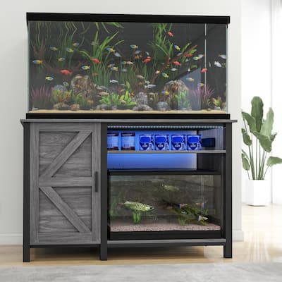 52" Wide Aquarium Stand for 55-75 Gallon Fish Tanks with RGB Light Strip