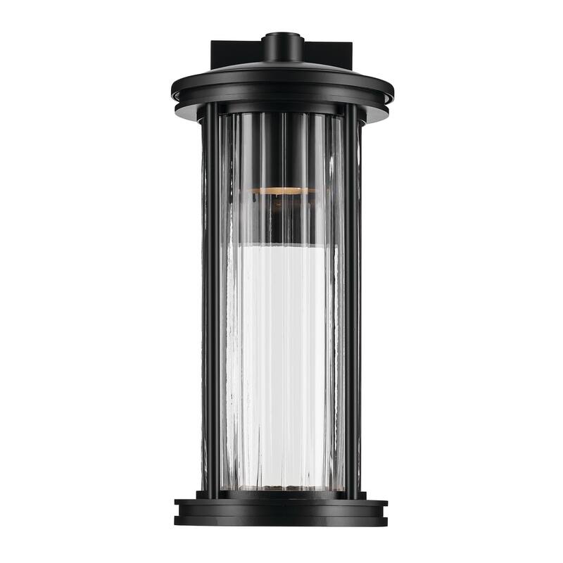 Barras 16" 1-Light Outdoor DarkSky Approved Wall Sconce with Clear Ribbed Glass in Black