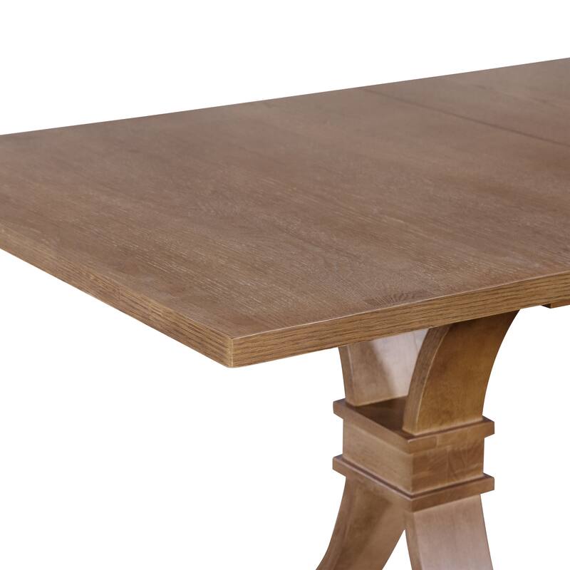 Christopher Knight Home - Rustic Extendable Dining Table with Rubberwood X-Frame Base and Extension Leaf