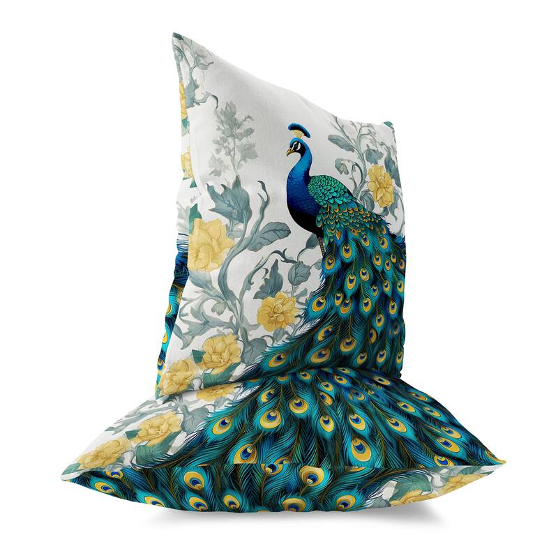 Teal And Gold Peacock Secrets Faux Suede Throw Pillow Zipper