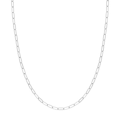 Curata 14k White Gold 3mm Paper Clip Chain Necklace (Lobster)