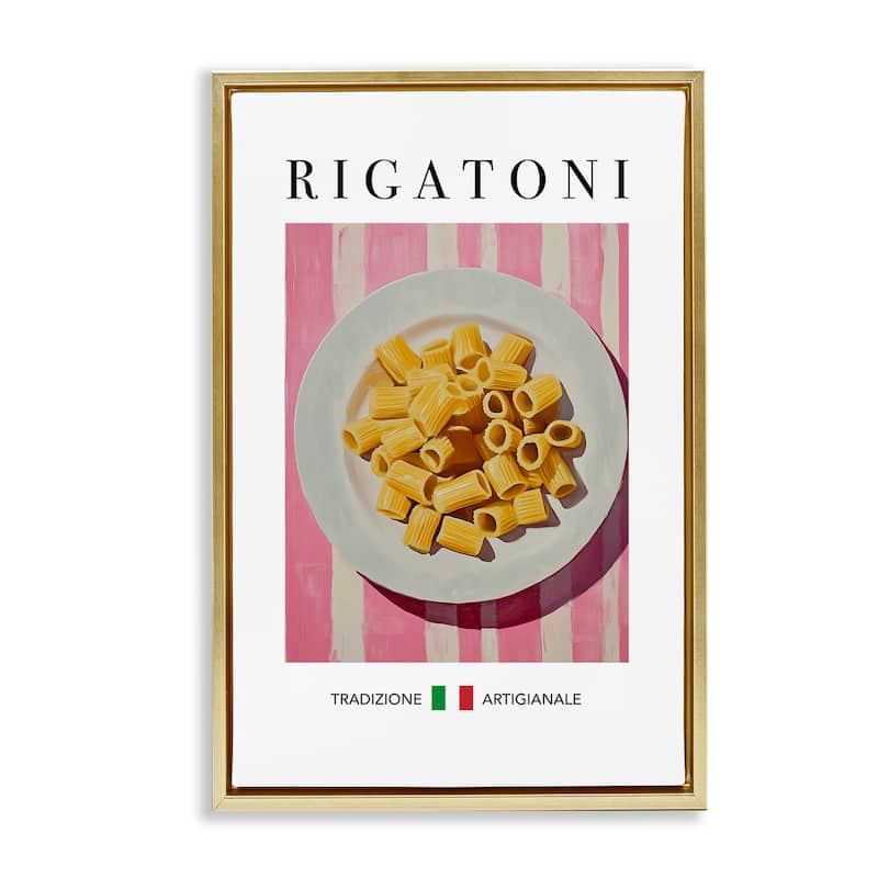 Stupell Traditional Rigatoni Pasta Framed Floater Canvas Wall Art Design By Andreas Magnusson - 17 x 25 - Gold