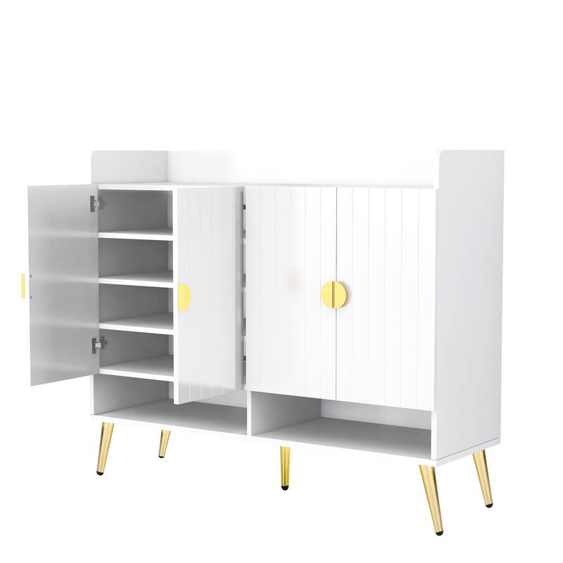 Shoe Cabinet with Doors, 11-Tier Shoe Storage Cabinet with Adjustable Shelves, Modern Wooden Shoes Shoe Storage Organizer