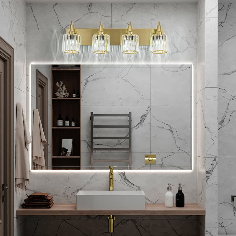 3/4/5-Light Modern Glam Dimmable Cylinder Crystal Wall Light Bathroom Vanity Light