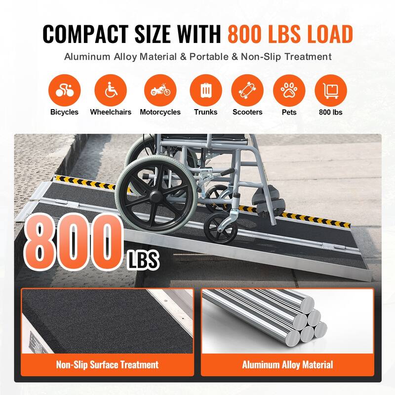 Portable Wheelchair Ramp, 4 ft 800 lbs Capacity