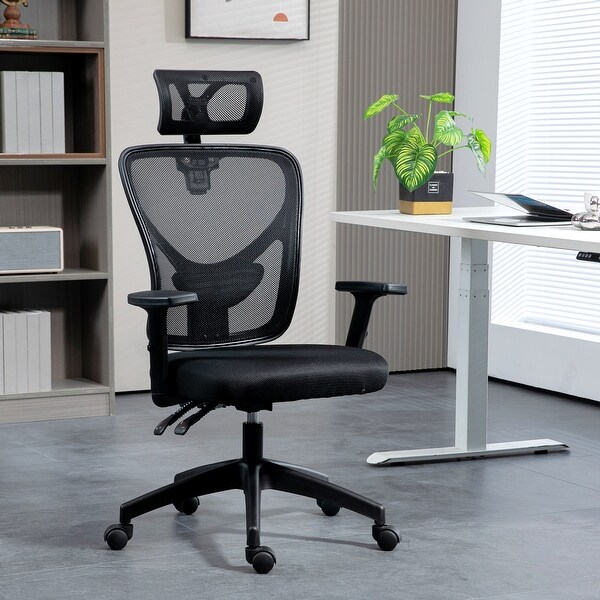 High Back Ergonomic Computer Home Office Chair Mesh Task Chair with Lumbar Back Support Reclining Function Black