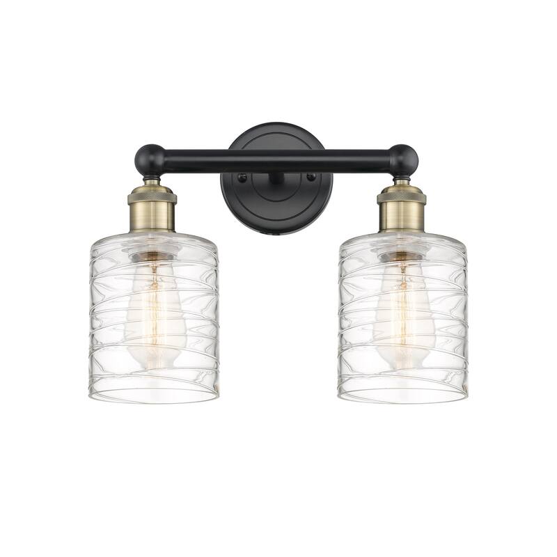 Innovations Lighting 616-2W-12-14 Cobbleskill Vanity Cobbleskill 2 - Black Antique Brass / Deco Swirl