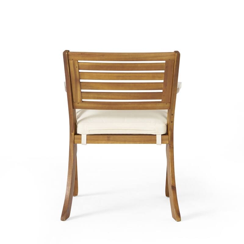 5-Piece Outdoor Acacia Wood Dining Set with Square Table and 4 Cushioned Chair
