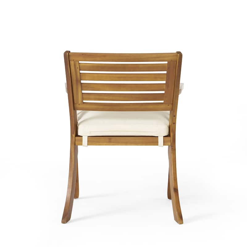 Outdoor Wood Dining Chair With Cushons (Set of 2)