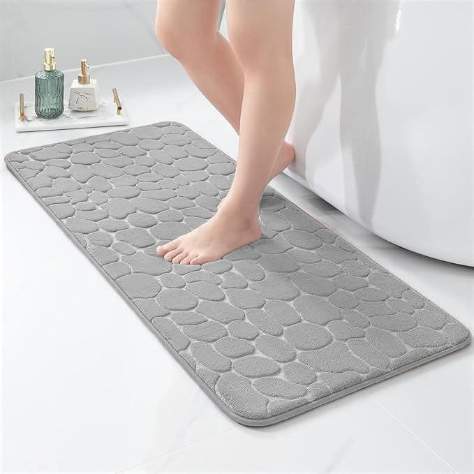 Memory Foam Runner Bath Mat Pebble Design 48x18