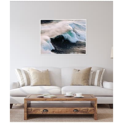 Kate and Laurel Sylvie Crashing Waves on the Portuguese Coast Framed Canvas by Michael Schauer