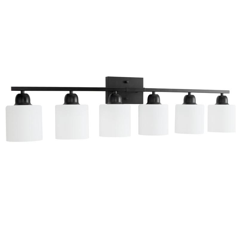 Modern Bathroom Vanity Light With Frosted Milk Glass Shades