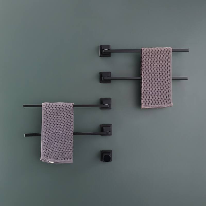 Heated Towel Rack 4-Bar Towel Warmer Rack Swingable Bars Wall Mounted with Timer Plug-in/Hardwired