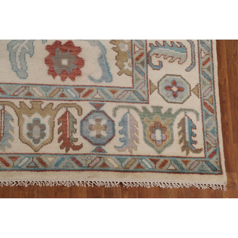 Oushak Oriental Area Rug Handmade Beige Wool Carpet - 8'0" x 9'10"