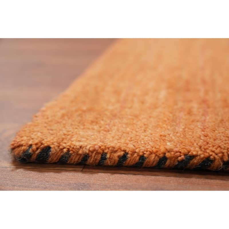 Hand Knotted Oriental 100% Wool Carpet Tribal Animal Pictorial Oranges & Rust Gabbeh Area Rug - 8' 0'' X 7' 10''