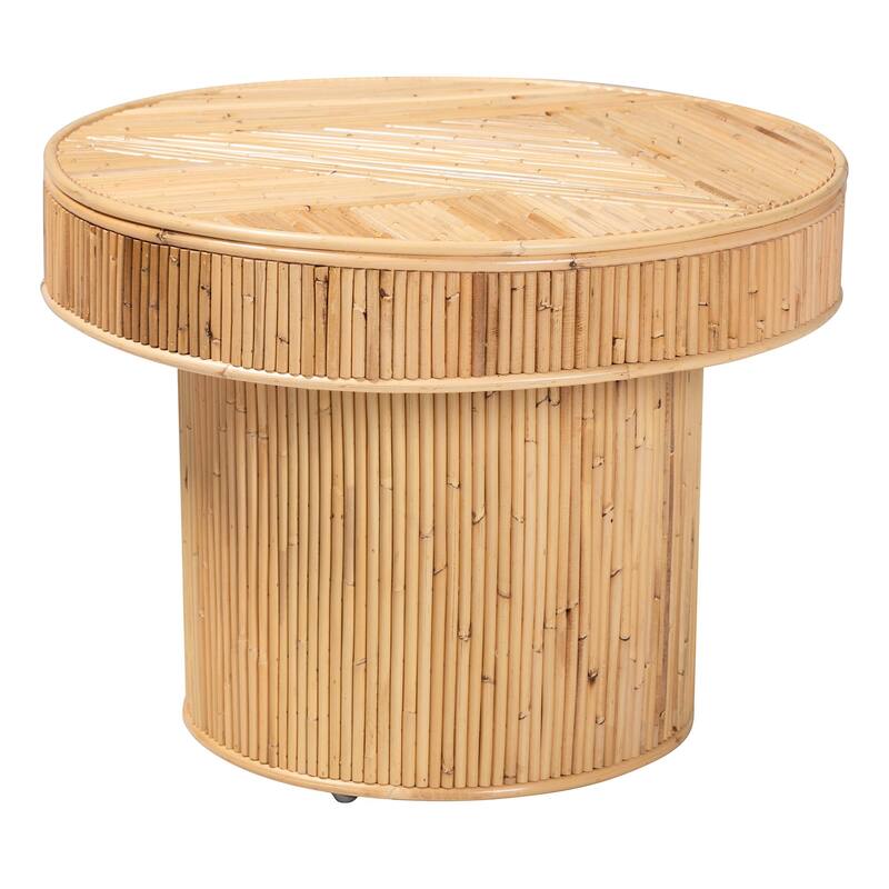 Iryna Modern Bohemian Natural Rattan End Table - Wicker