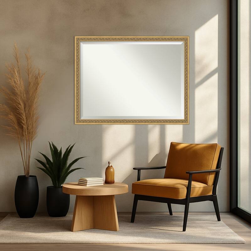 Carter Dark Gold Beveled Wood Framed Wall Mirror - Carter Dark Gold
