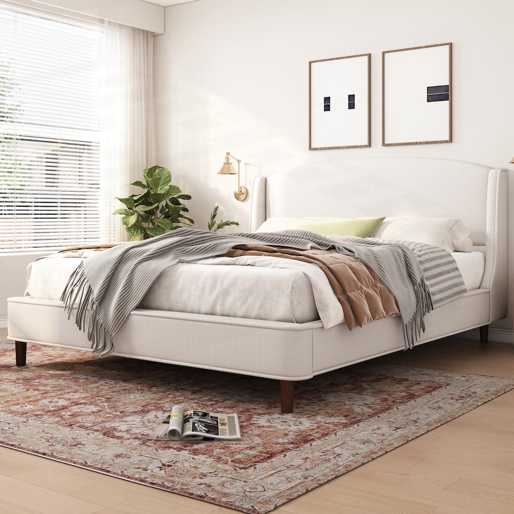 Comfortable Platform Bed with Stylish Headboard for Bedroom Enhancement