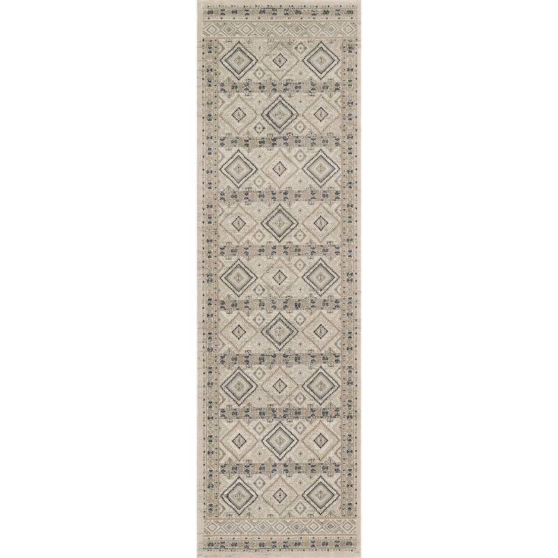 Momeni Genevieve Polyester Geometric Area Rug - 2' 2" x 7' 7" - Ivory - Runner