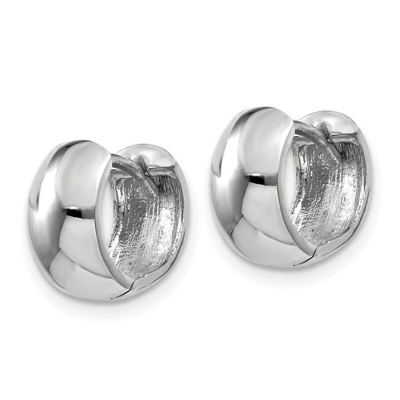 Curata 14k White Gold Solid Polished Hinged Hoop Earrings - 7x6mm Wide