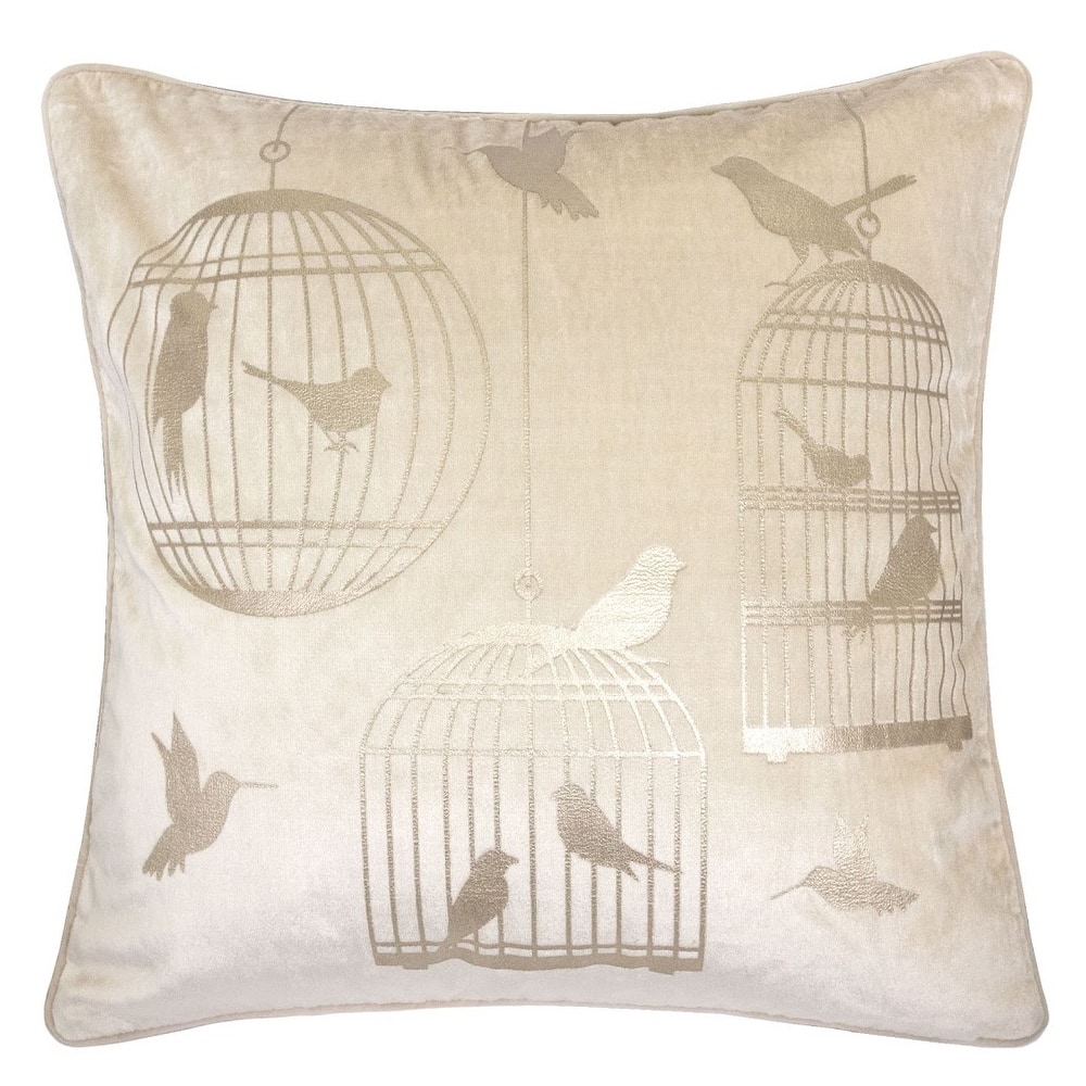 Homey Cozy Foil Print Bird Throw Pillow Cover & Insert