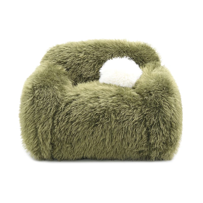 Furniture of America Cynra Modern 45-inch Faux Fur Swivel Arm Chair with Ball Pillow