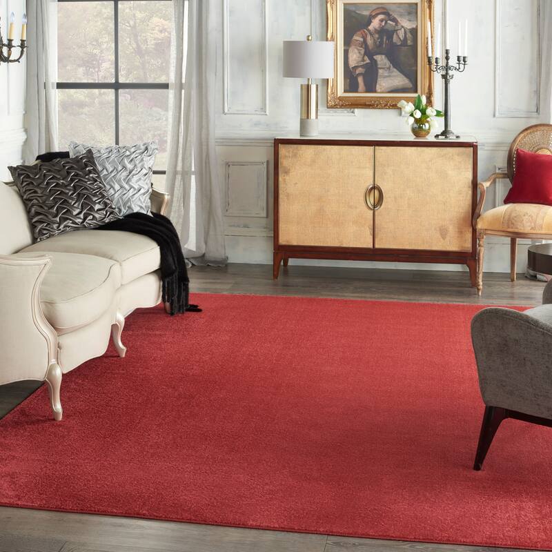 Nourison Essentials Solid Contemporary Indoor/Outdoor Area Rug - 9' x 12' - Red