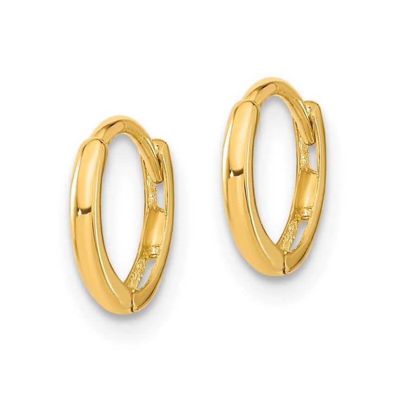 Curata 14k Yellow Gold Girls Polished Hinged Hoop Earrings 1.4x10mm