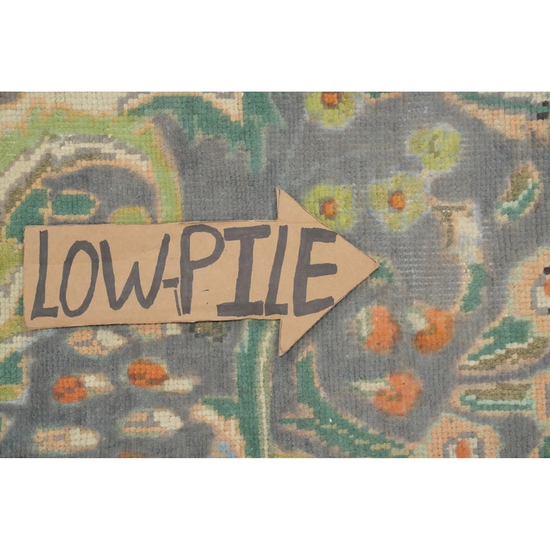 Hand Knotted Oriental 100% Wool Carpet Traditional Floral Greys & Charcoal Tabriz Area Rug - 9' 6'' X 6' 8''