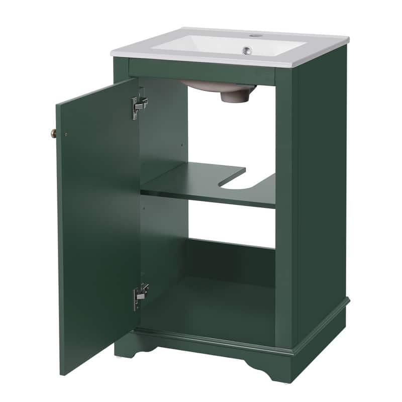 20" Bathroom Vanity with Ceramic Sink, Soft Closing Door, adjustable shelf