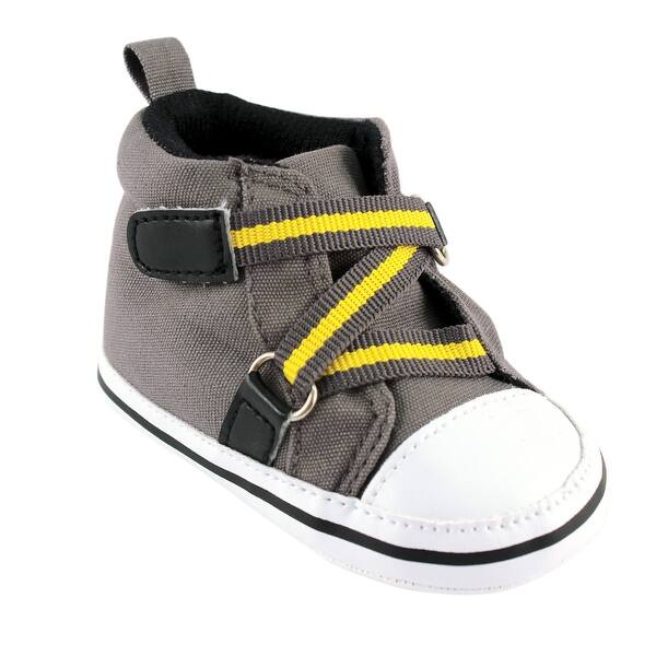 slide 1 of 1, Luvable Friends Baby Boy Crib Shoes, Gray Hi-Top 0-6 Months - Gray Hi-Top