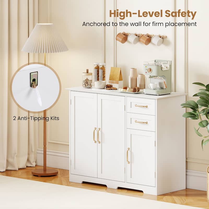 Gymax 40'' Sideboard Buffet Cabinet Modern Kitchen Storage Organizer