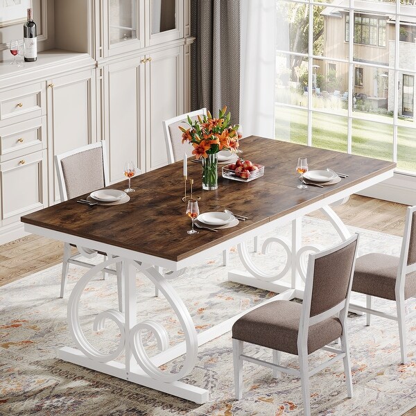 63 Inch Farmhouse Dining Table for 4 6 People Rectangular Wood Kitchen Table On Sale Bed Bath Beyond 40839841