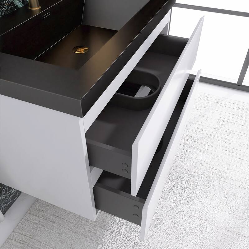 Floating Bathroom Vanity with Quartz Sand Top