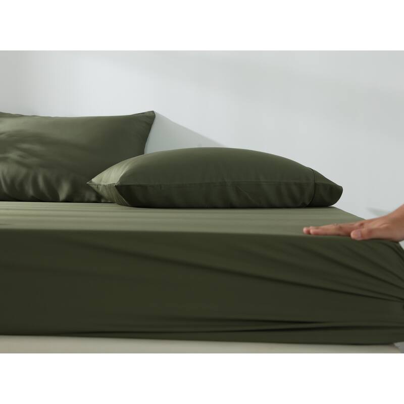Twin Ducks Inc Rayon from bamboo 15" Fitted Sheet - Full - Kale Green