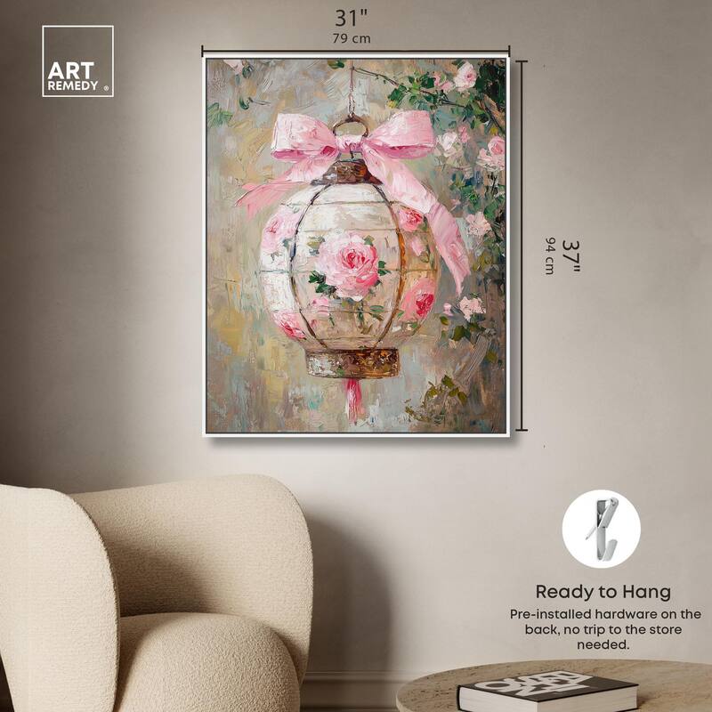 Rose Garden Lantern Canvas by Art Remedy