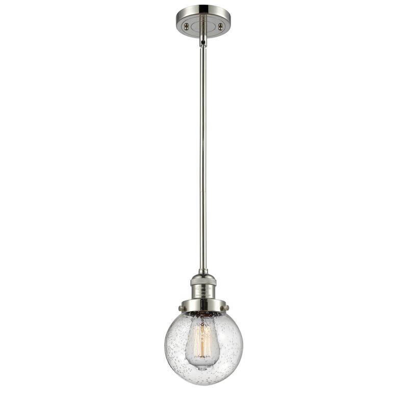 Innovations Lighting Franklin Restoration Beacon 1 Light 6" Stem Hung Mini Pendant - Polished Nickel/Seedy