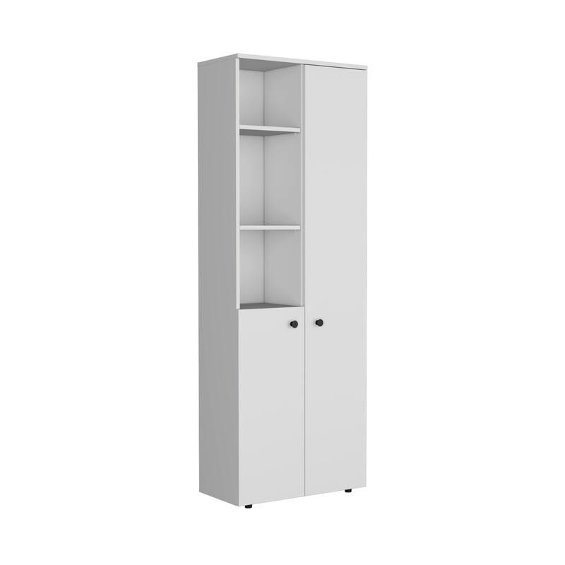 HomeRoots 67" White Wood Two Door Pantry Or Storage Closet - 23.62 in. x 66.93 in. x 11.81 in.