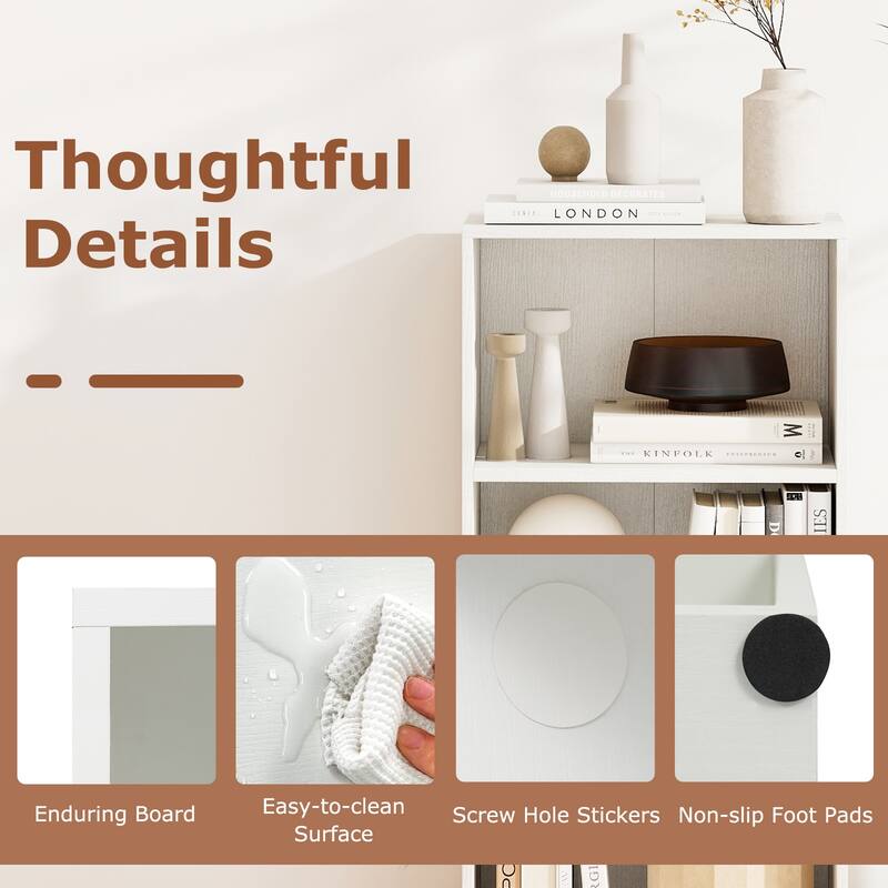 Gymax 3-Tier Cube Bookcase Modern Open Bookshelf w/ Adjustable Shelves - See Details