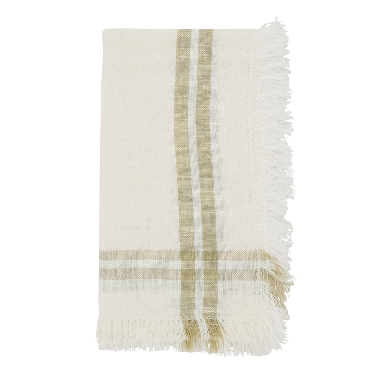 Trendy Fringed Stripe Napkin (Set of 4) - 20"x20" - 20"x20" - Natural - Set of 4