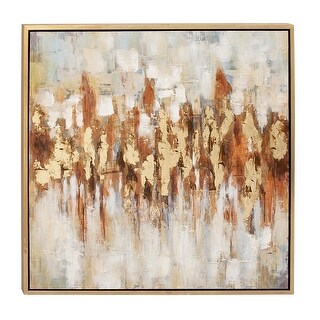 Canvas Abstract Living Room Framed Wall Art with Gold Frame - Gold ...