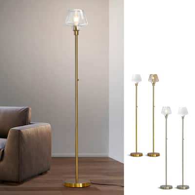 Cafe 71"H LED Dimmable Glass Shade Torchiere Floor Lamp with LED Bulb
